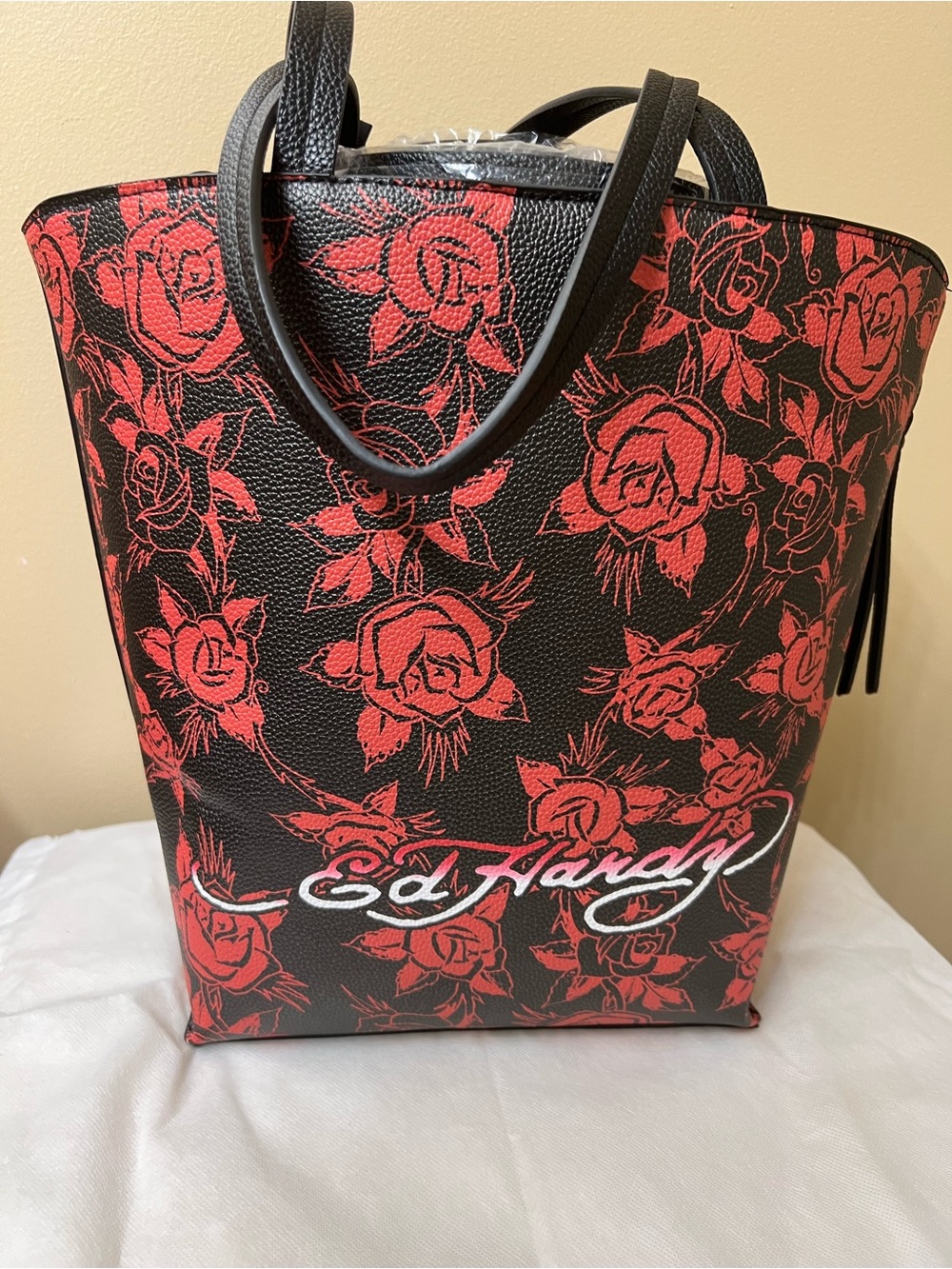 Ed Hardy Rose Skull Tote / hand Bag NWT - Picture 9 of 13